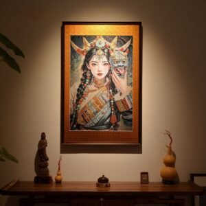 Tibetan embroidery female Goddess of Wealth Thangka