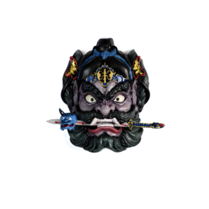 Accompanied by the deity Zhong Kui, the Fujian Nuo opera mask pendant serves to ward off evil and protect against misfortune