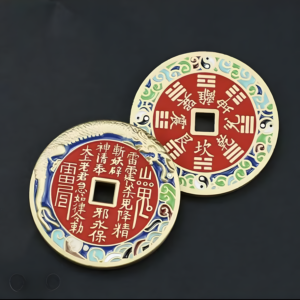 Master's blessing, enamel-painted mountain ghost coin, ancient currency, wish fulfillment, good luck in succession