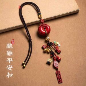 Natural Cinnabar Pixiu High-End Car Pendant