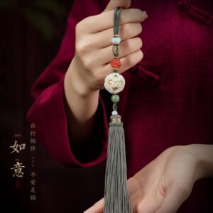 Exquisite Dragon Pearl Mammoth Ivory Hetian Jade Southern Red Agate Car Accessories