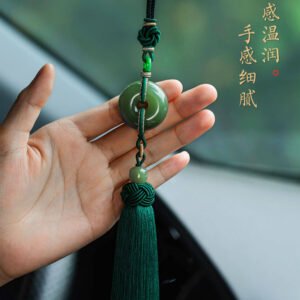 Natural Hetian jade safety buckle car pendant